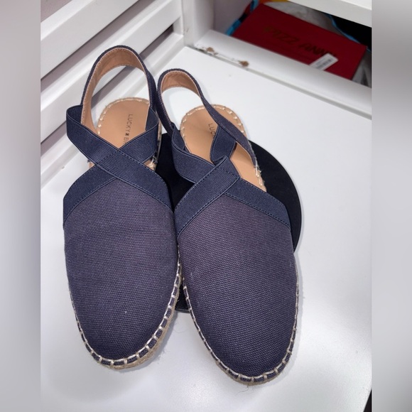 Lucky Brand Navy Canvas Espadrille Slingback Sandals – Women’s Size 9 - Picture 1 of 3